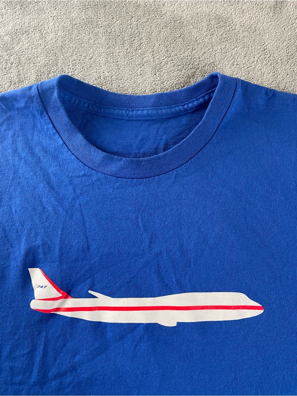 Boeing 747 T Shirt Men’s M (no Tag) Forever Incredible Airplane Tee Blue •hole•
